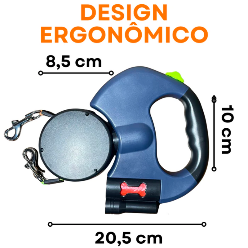 Coleira DuoPet Retrátil e Rotativa