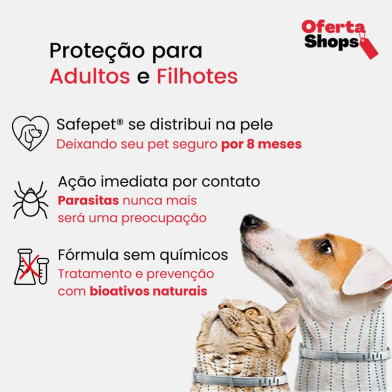 SafePet - Colar Anti Parasitas Premium   [8 meses de proteção]