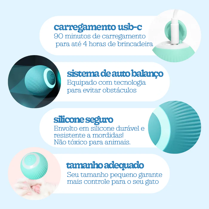 Brinquedo Bola Inteligente Elétrica para Gatos